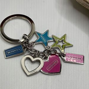 Silver Pink Blue Green White Stars & Hearts Coach  Purse Cham Key Chain